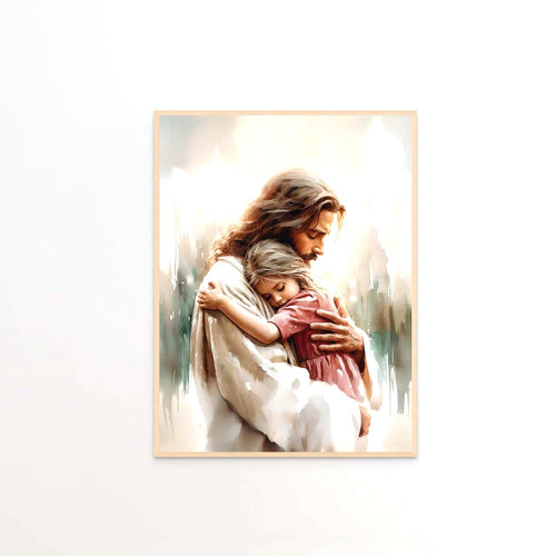 Toile Murale Christ et l'enfant - fond blanc